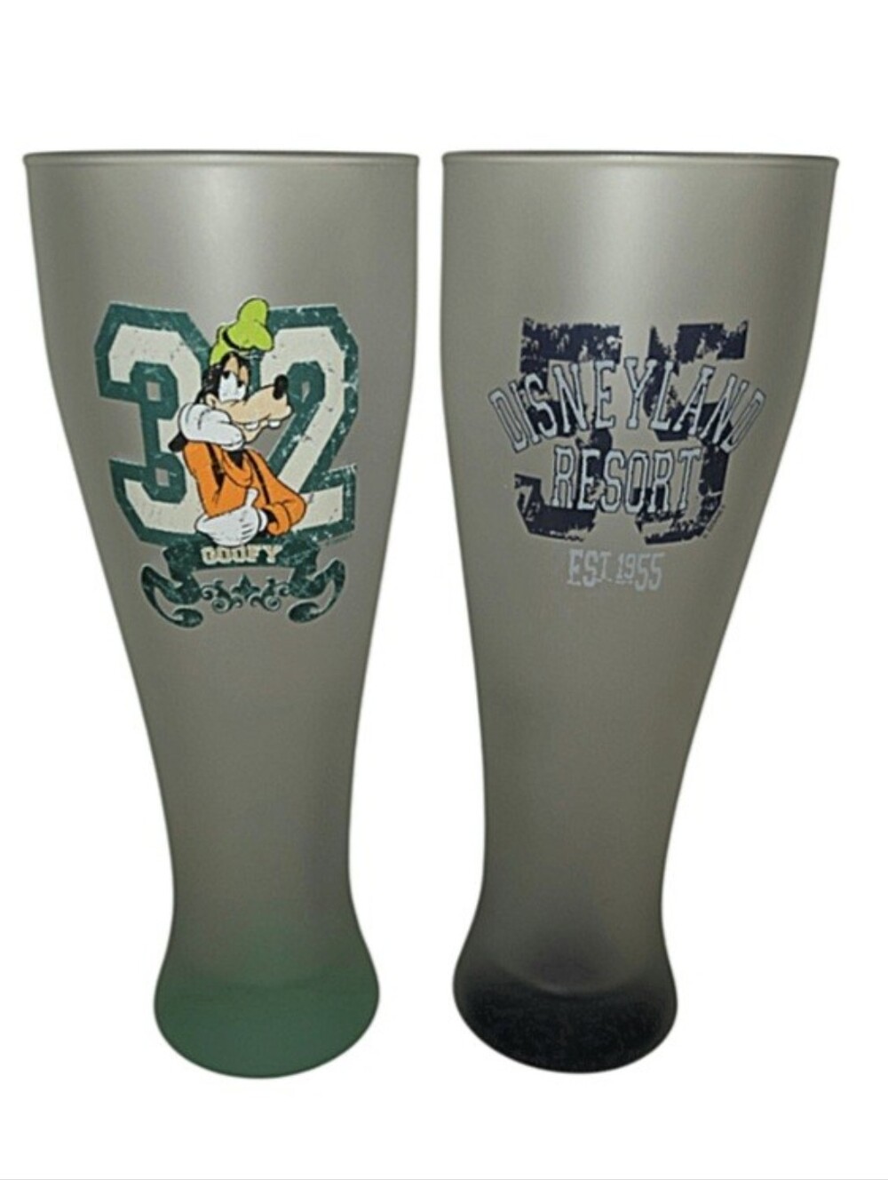 Disneyland Resort Est. 1955 Frosted Glass Pilsner Beer Glasses Set of 2